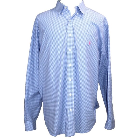 Ralph Lauren Shirt Big & Tall 2XB Gingham Check Plaid Button Down Pink Pony - Picture 1 of 5